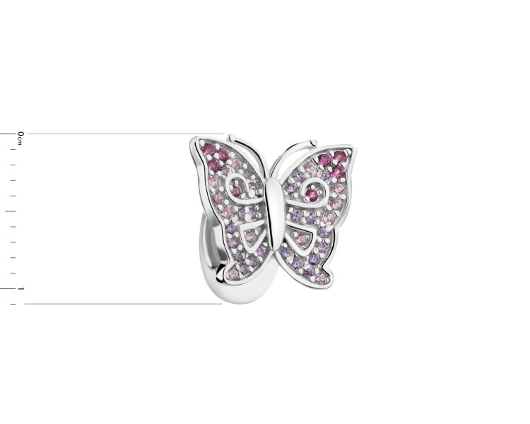 Rhodium Plated Silver Stopper Bead with Cubic Zirconia