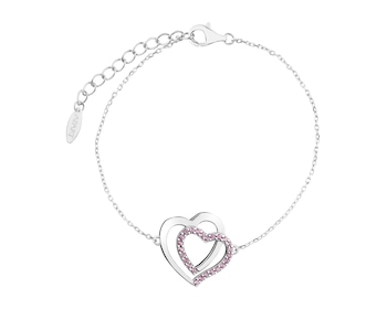 Rhodium Plated Silver Bracelet with Cubic Zirconia