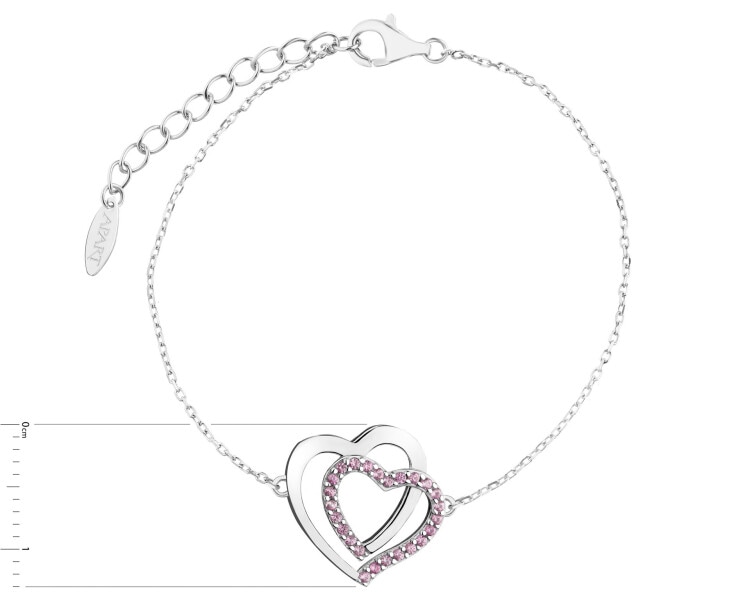 Stříbrný náramek se zirkony - srdce