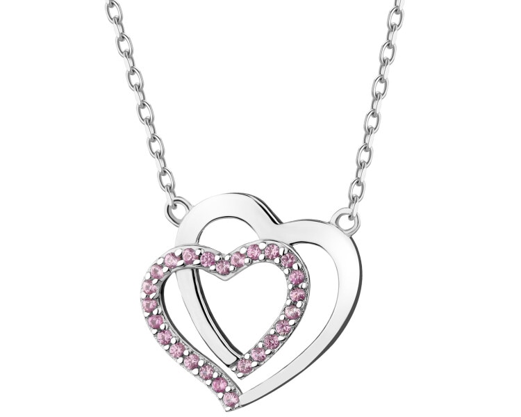 Rhodium Plated Silver Necklace with Cubic Zirconia