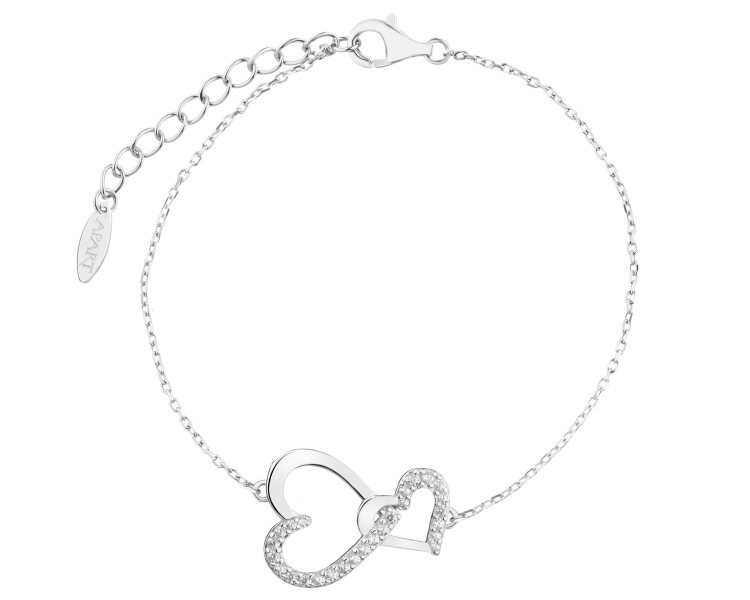 Rhodium Plated Silver Bracelet with Cubic Zirconia