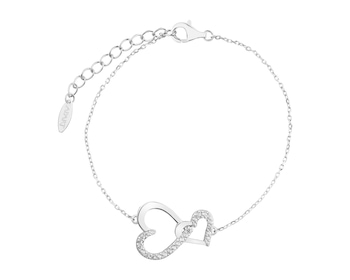 Rhodium Plated Silver Bracelet with Cubic Zirconia