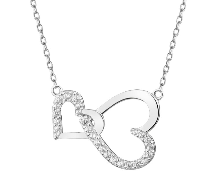 Rhodium Plated Silver Necklace with Cubic Zirconia