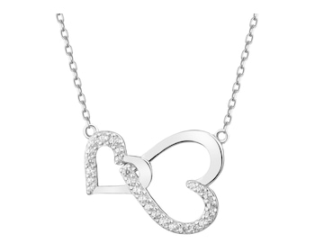 Rhodium Plated Silver Necklace with Cubic Zirconia