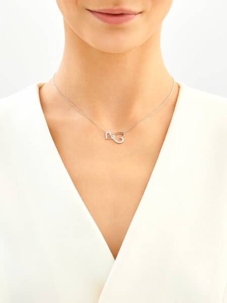 Rhodium Plated Silver Necklace with Cubic Zirconia