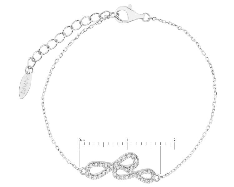 Stříbrný náramek se zirkony - nekonečno