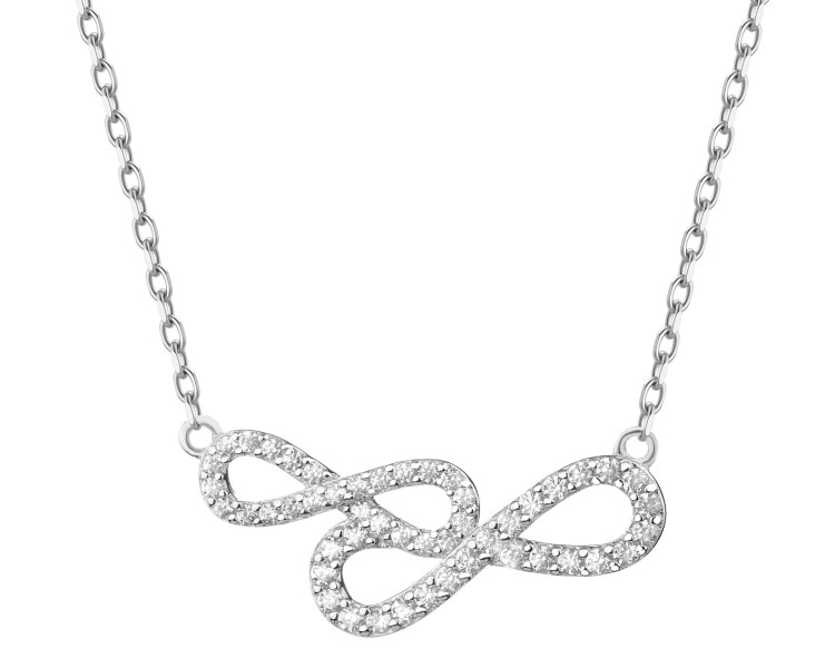 Rhodium Plated Silver Necklace with Cubic Zirconia