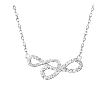 Rhodium Plated Silver Necklace with Cubic Zirconia