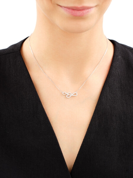 Rhodium Plated Silver Necklace with Cubic Zirconia