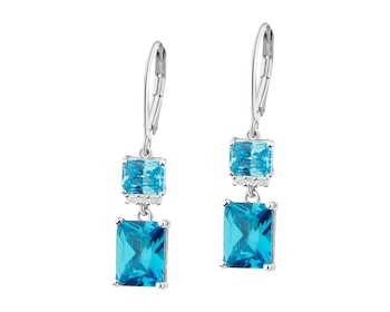 Rhodium Plated Silver Dangling Earring with Cubic Zirconia