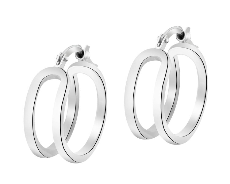 Rhodium Plated Silver Hoop Earring 