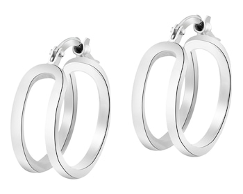 Rhodium Plated Silver Hoop Earring 