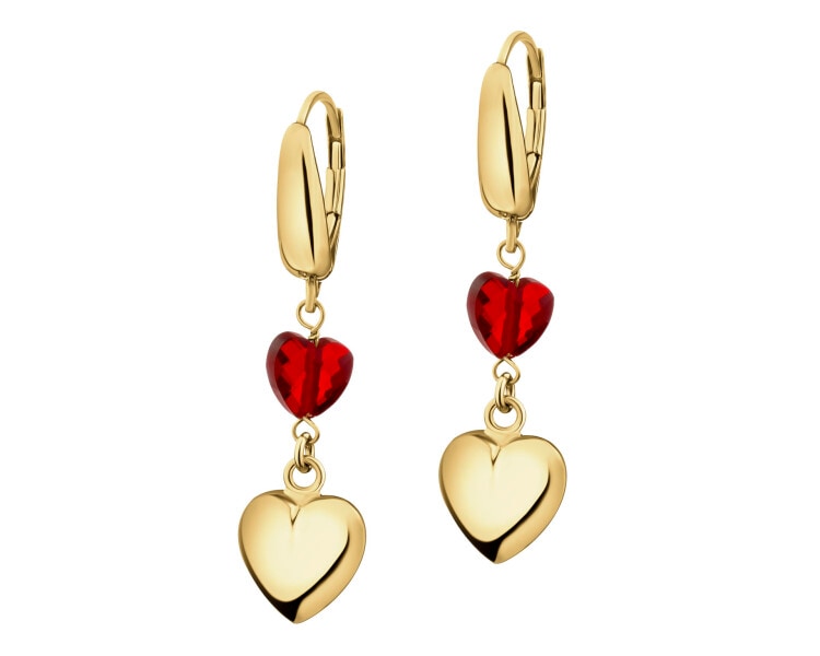 Gold-Plated Silver Dangling Earring with Glass