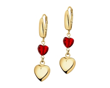 Gold-Plated Silver Dangling Earring with Glass