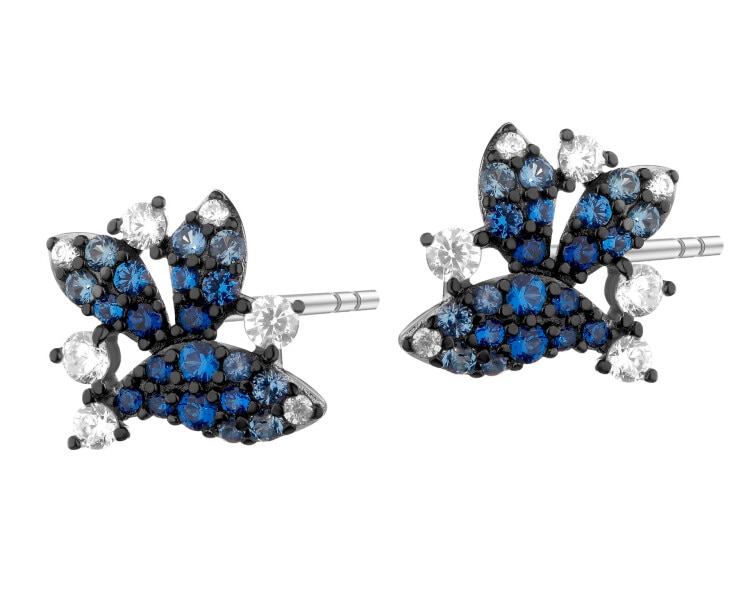 Rhodium-Plated Silver, Black Rhodium Earrings with Cubic Zirconia