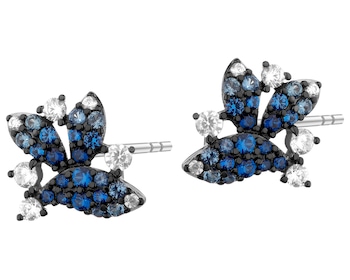 Rhodium-Plated Silver, Black Rhodium Earrings with Cubic Zirconia