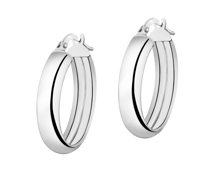 Rhodium Plated Silver Hoop Earring 