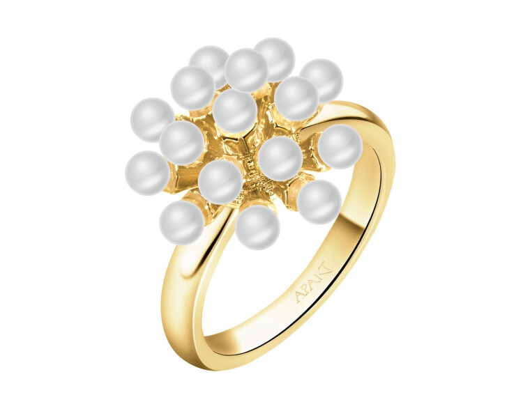 Gold-Plated Brass Ring with Synthetic Pearl