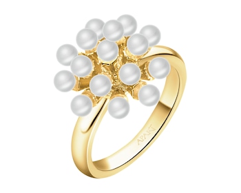 Gold-Plated Brass Ring with Synthetic Pearl