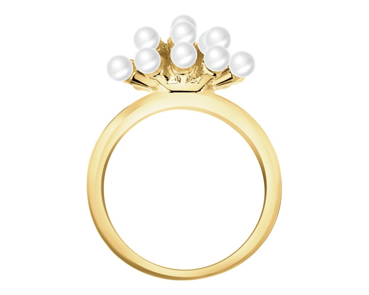 Gold-Plated Brass Ring with Synthetic Pearl