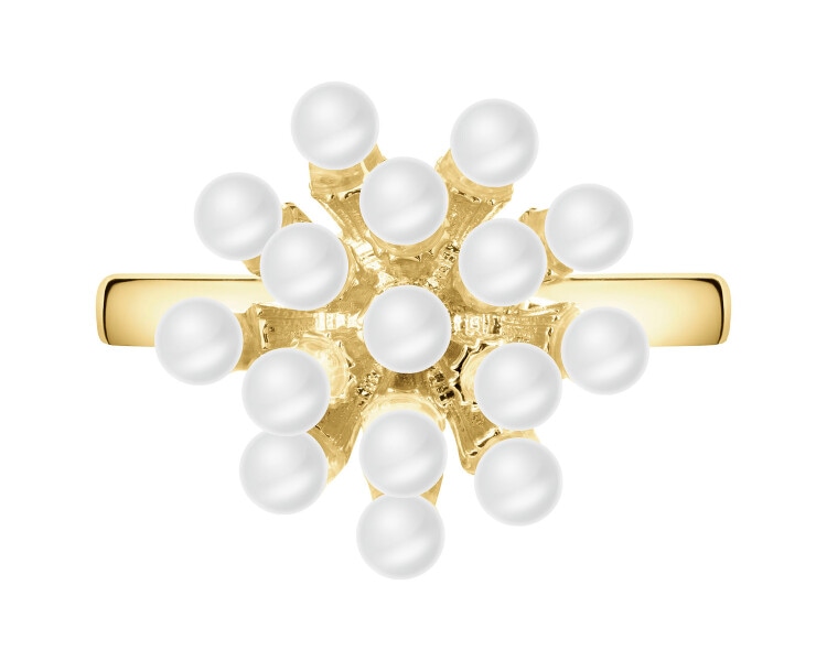 Gold-Plated Brass Ring with Synthetic Pearl