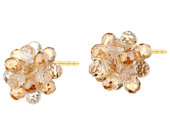 Gold-Plated Brass, Gold-Plated Silver Earrings with Glass