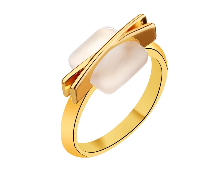 Gold-Plated Brass Ring with Mother Of Pearl