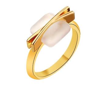 Gold-Plated Brass Ring with Mother Of Pearl