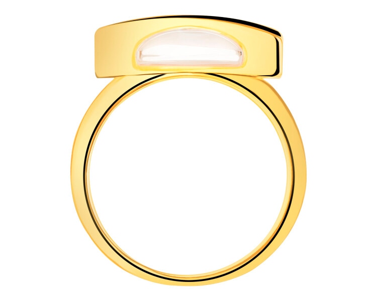 Gold-Plated Brass Ring with Mother Of Pearl