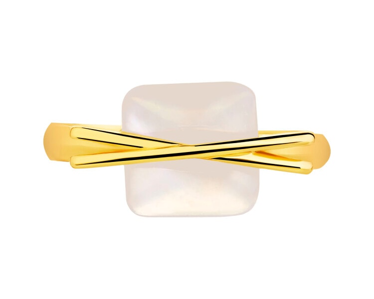 Gold-Plated Brass Ring with Mother Of Pearl