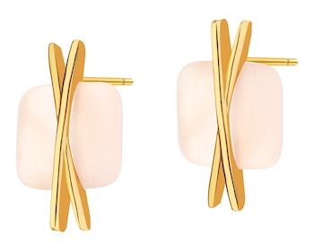 Gold-Plated Brass, Gold-Plated Silver Earrings with Mother Of Pearl