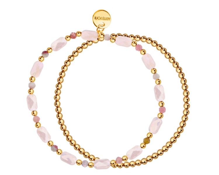 Gold-Plated Brass Bracelet with Tourmaline