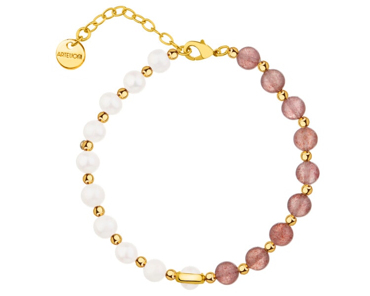 Gold-Plated Brass Bracelet with Quartz