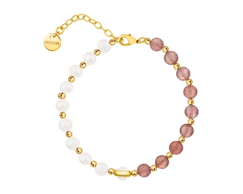 Gold-Plated Brass Bracelet with Quartz