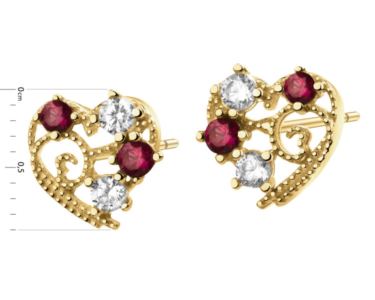 14 K Yellow Gold Earrings with Cubic Zirconia