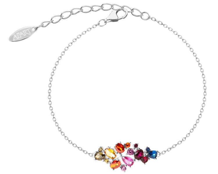 Rhodium Plated Silver Bracelet with Cubic Zirconia