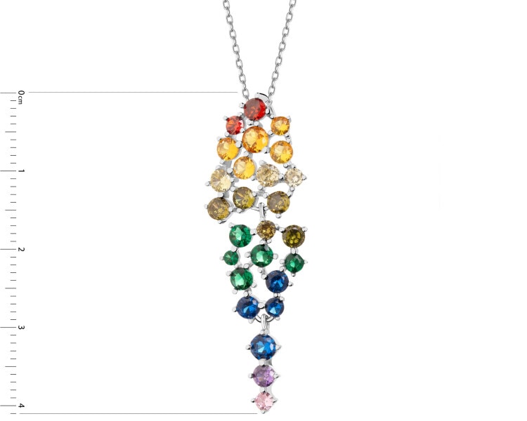 Rhodium Plated Silver Pendant with Cubic Zirconia