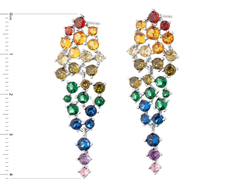 Rhodium Plated Silver Dangling Earring with Cubic Zirconia