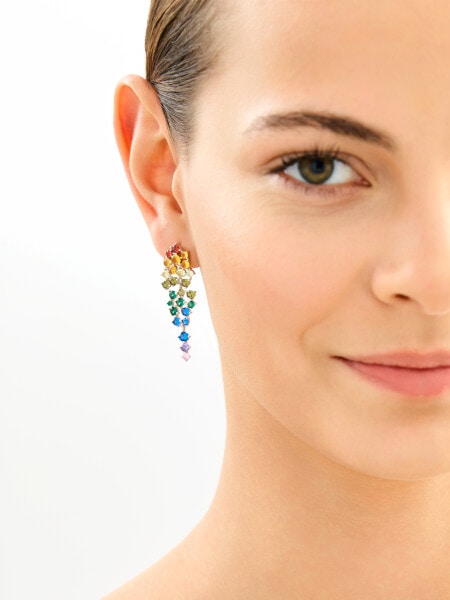 Rhodium Plated Silver Dangling Earring with Cubic Zirconia