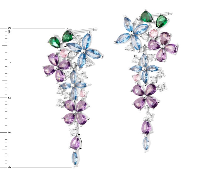 Kolczyki srebrne z cyrkoniami - kwiaty