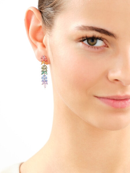 Rhodium Plated Silver Dangling Earring with Cubic Zirconia