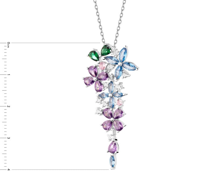 Stříbrný přívěsek se zirkony - květy