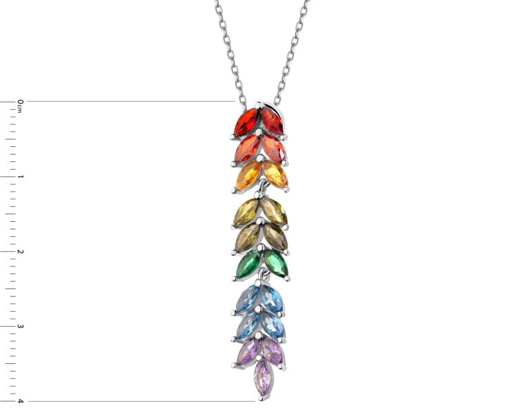 Rhodium Plated Silver Pendant with Cubic Zirconia