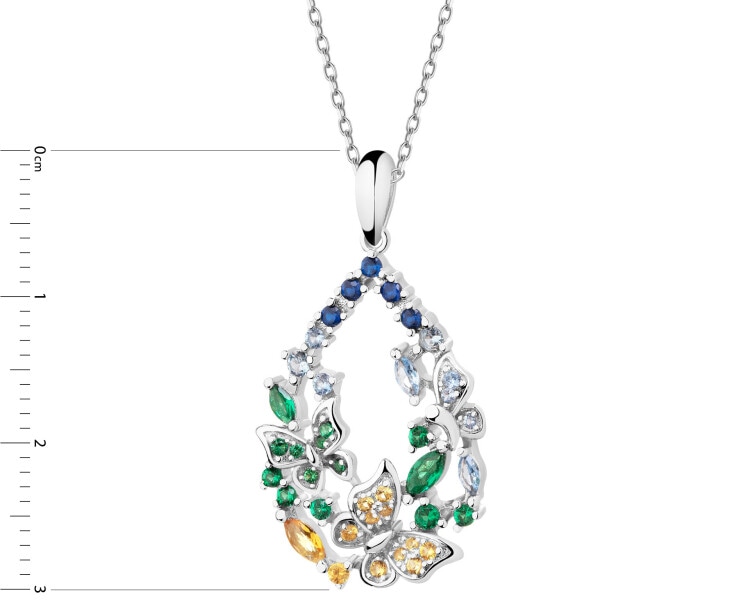 Rhodium Plated Silver Pendant with Cubic Zirconia