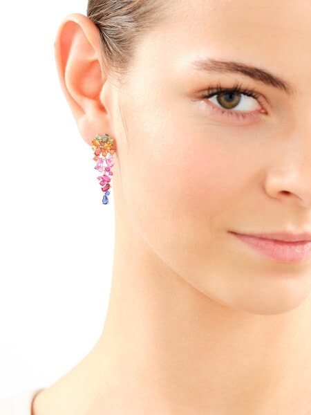 Rhodium Plated Silver Dangling Earring with Cubic Zirconia