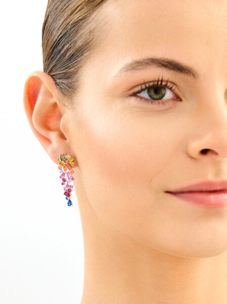 Rhodium Plated Silver Dangling Earring with Cubic Zirconia