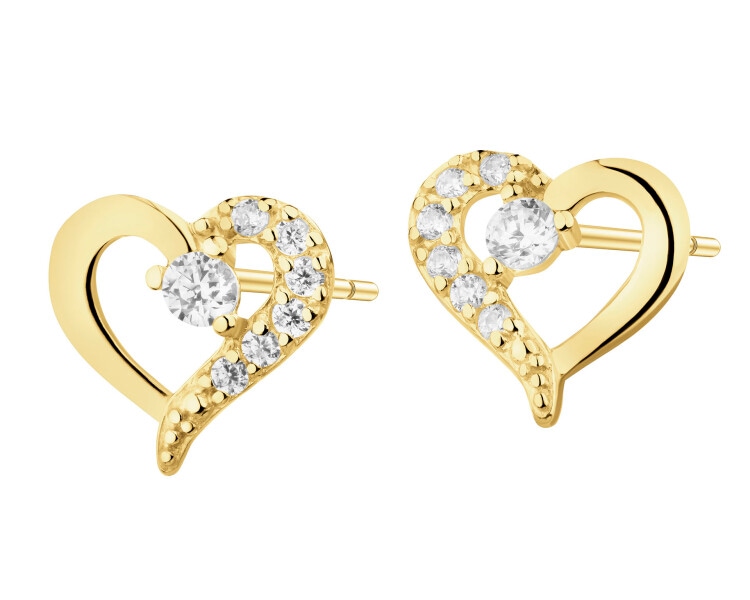 8 K Yellow Gold Earrings with Cubic Zirconia