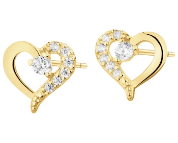 8 K Yellow Gold Earrings with Cubic Zirconia