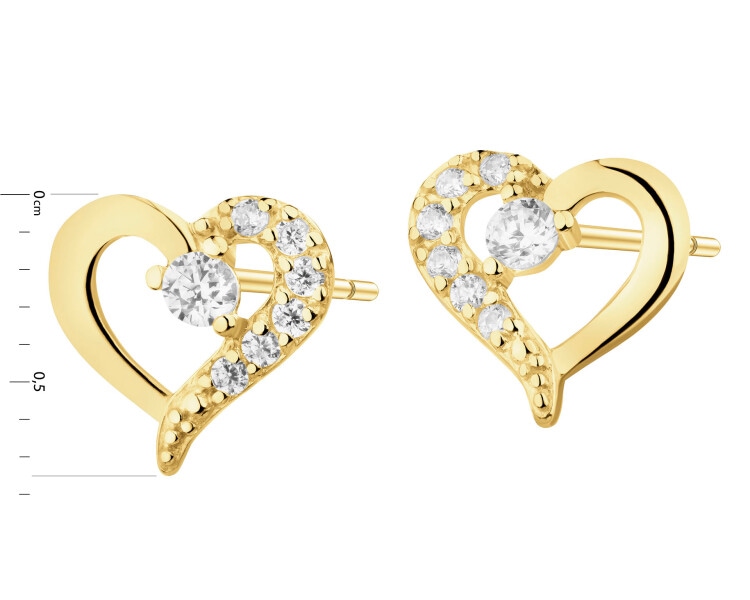 8 K Yellow Gold Earrings with Cubic Zirconia