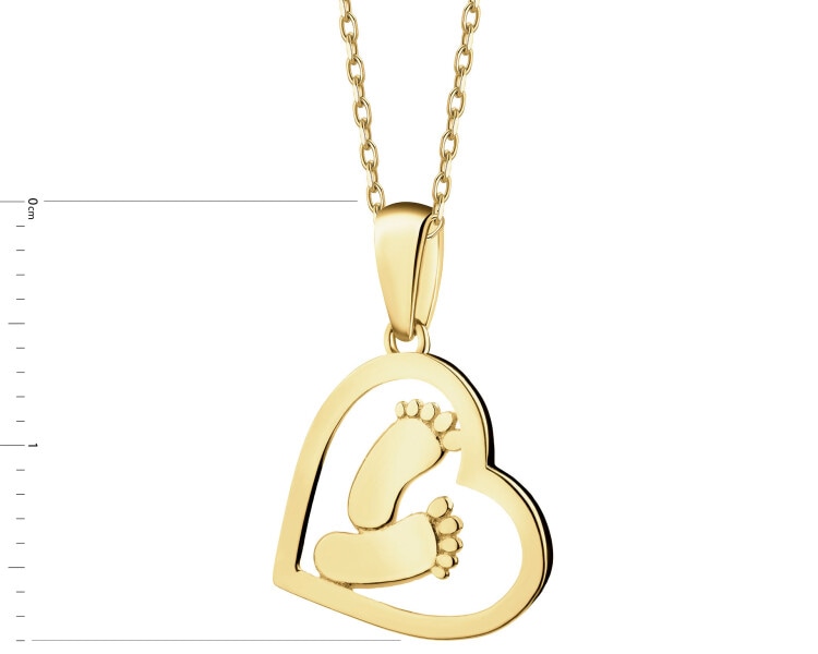 Złota zawieszka - serce, stópki